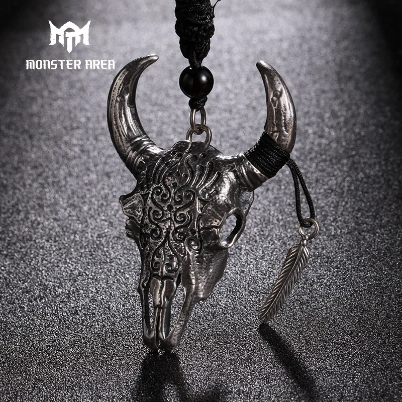 

MONSTER AREA Vintage Sterling Silver Mens Necklace Punk Rock n Roll Mens Heavy Metal Jewelry