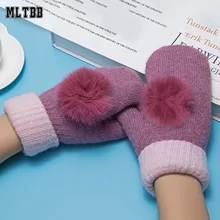 MLTBB Новые Вязаные теплые кашемировые перчатки и перчатки для женщин, модные удобные зимние перчатки с принтом, женские перчатки для улицы