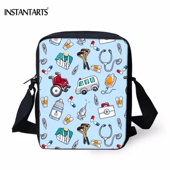 

INSTANTARTS Funny Cartoon Nurse Pattern Woman Mini Crossbody Bags Brand Design Female Messenger Bags Casual Travel Shoulder Bag