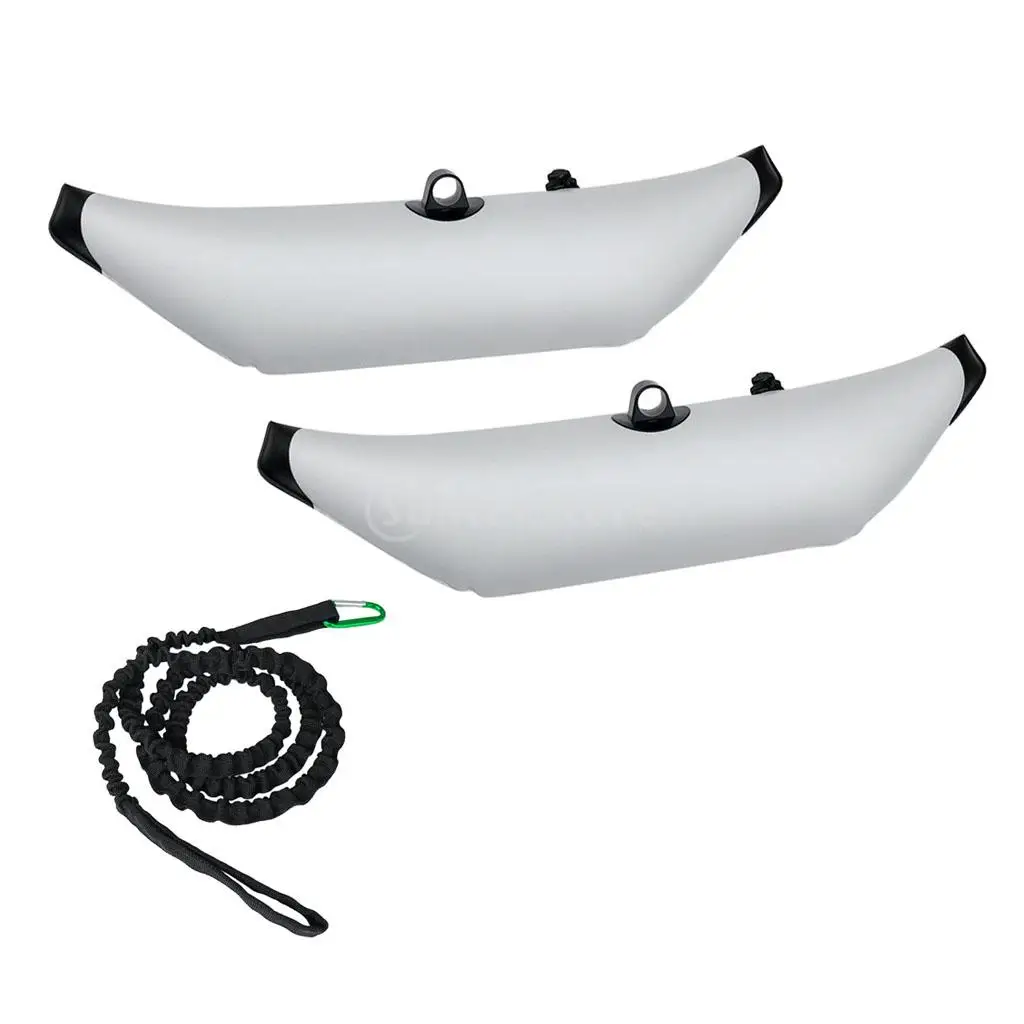 

2Pcs White PVC Inflatable Outrigger Stabilizer & Kayak Paddle Leash/Rod Leash Tool Lanyard for Kayak Canoe Fishing Standing SUP