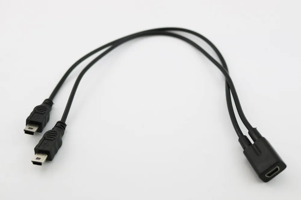 1 шт. Mini USB 2,0 1 Женский до 2x Mini-USB Мужской Y Splitter адаптер Зарядное устройство кабель преобразователя шнур 1ft