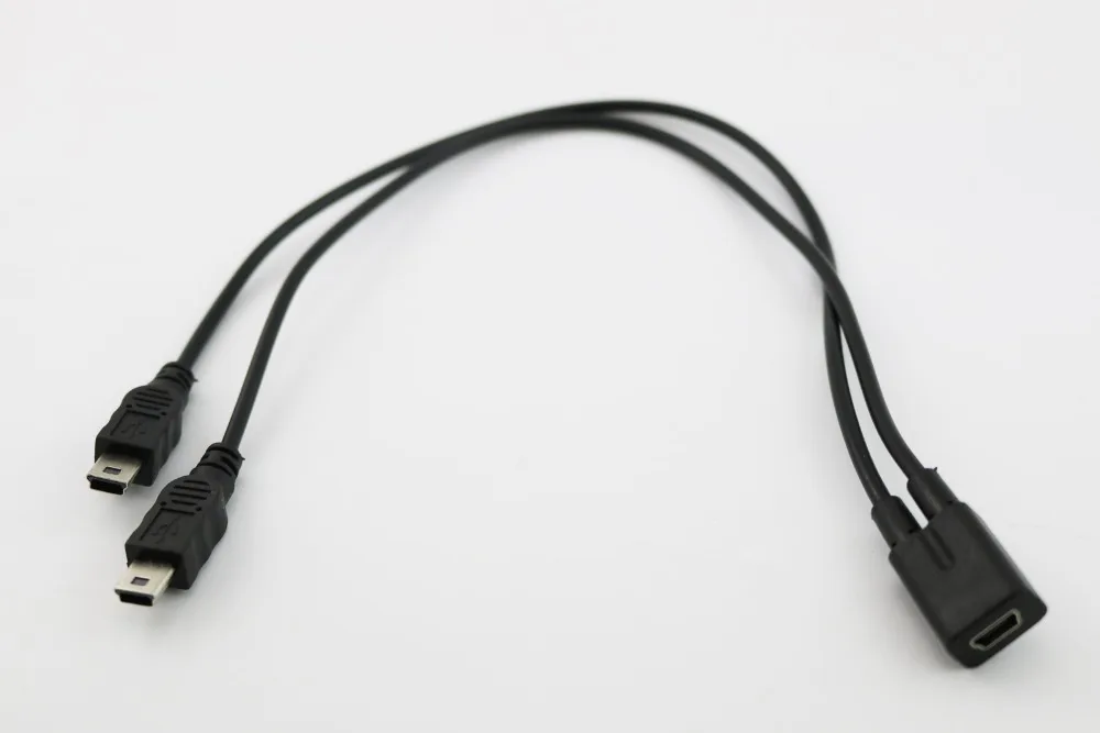 

1pcs Mini USB 2.0 1 Female to 2x Mini USB Male Y Splitter Adapter Charger Cable Converter Cord 1ft