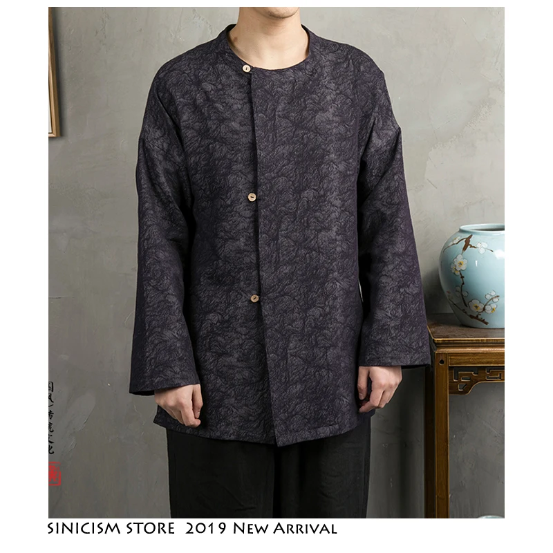 Sinicism Store мужская уличная куртка Мужская японская хлопковая Льняная мужская куртка-ветровка Модные Винтажные пальто