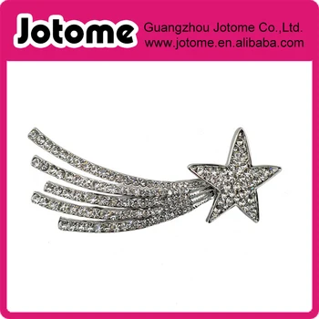 

71mm Sparkling Shooting Star Rhinestone Brooch Pin for Independence Day with Clear Crystals