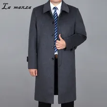 Зима Smrat кашемировое тонкие длинные пальто с воротником под горло одиночное нагрудное пальто на пуговице для мужчин