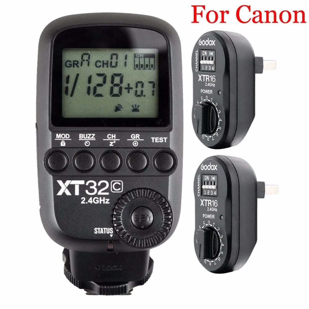 

Godox XT32C 2.4G 1/8000s Flash Trigger for Canon+ 2pcs XTR-16 for AD180 AD360II