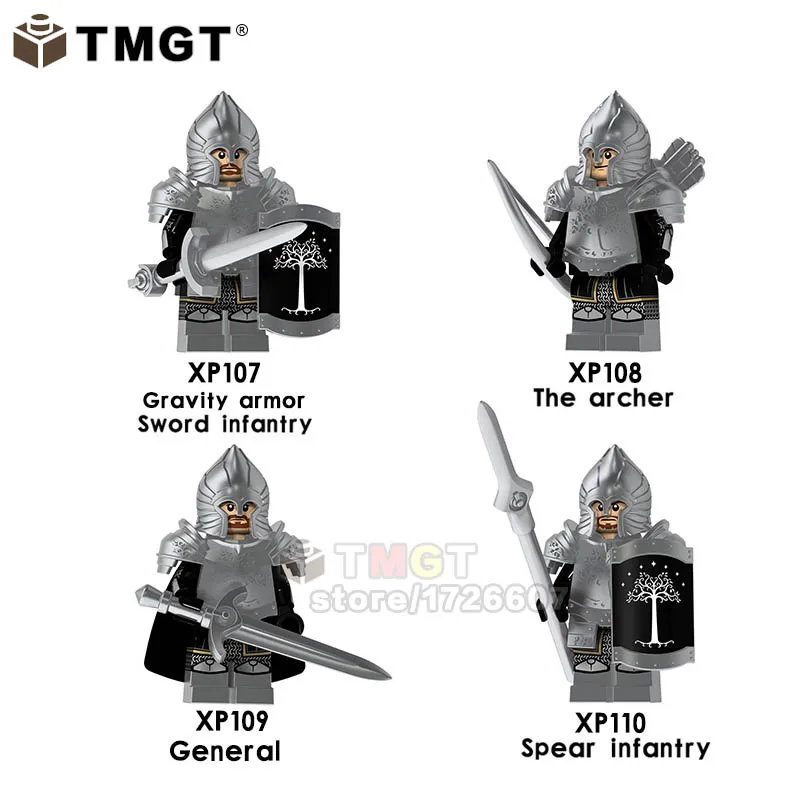 

Single Lord of the Rings Jouet Soldier Medieval Knight Gondor Archer Sword Spear Building Blocks Toys for Children