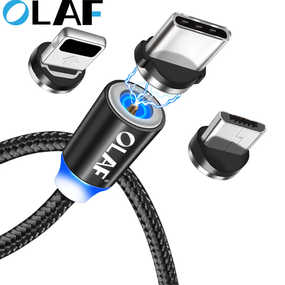 

OLAF Round Magnetic Cable plug Type C Micro USB C Plugs Fast Charging Phone Microusb Type-C Magnet Charger Plug For iPhone X 8 7