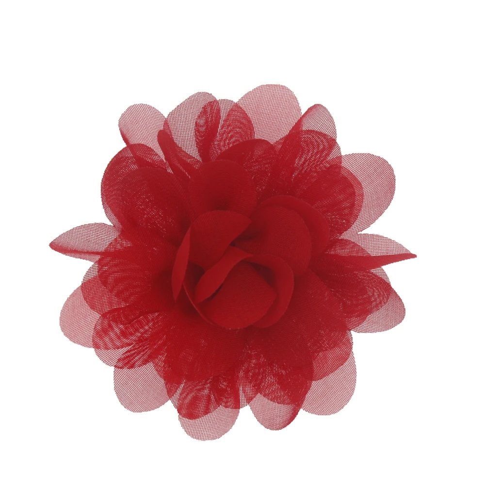 10 шт Мода " шифон цветы бутик DIY цветок девушки без повязки на голову без заколка для волос Детская аксессуары для волос - Цвет: red