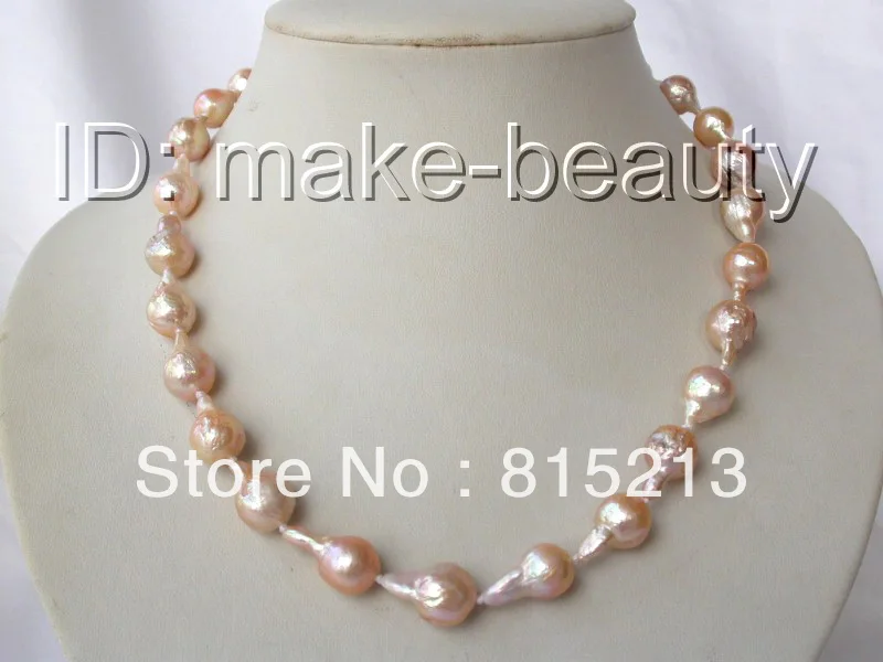 

FREE SHIPPING>>>@@ > N1063 stunning baroque pink Edison keshi reborn freshwater pearl necklace