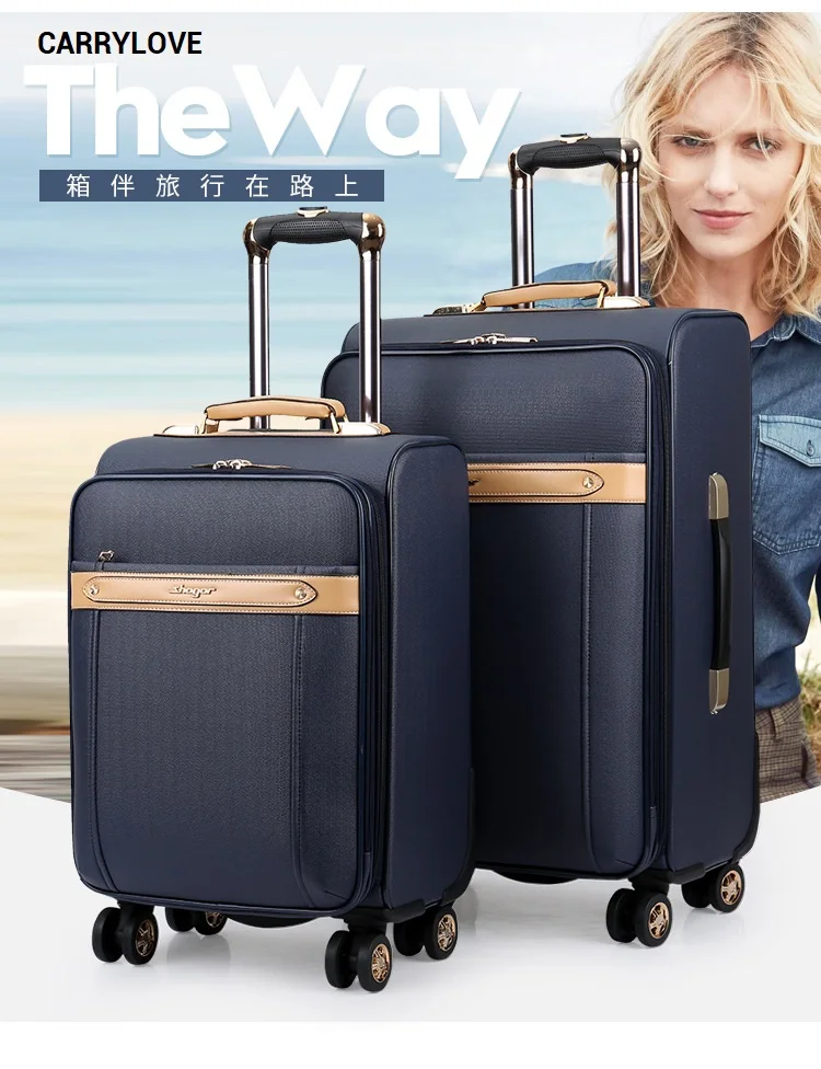 

CARRYLOVE 2018 Business luggage 20/24 size fashion PU Rolling Luggage Spinner brand Travel Suitcase