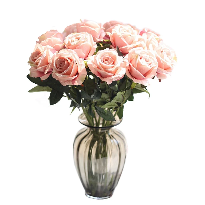 white roses Real touch roses silk flowers for home decoration silk artificial peony Wedding decorations flowers Party home Decor