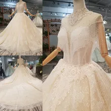 Novo Padrão Cristal Borla Rendas Vestidos de Baile Vestido de Noiva Beading Royal Train Lantejoulas Vestidos de Noiva 2018 Vestidos De Novia Boda
