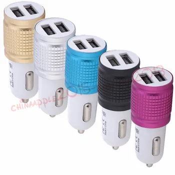 

Car Charger Universal Aluminium 2-port Car Chargers adapter for iphone 6 7 8 x samsung s7 s8 android phone gps