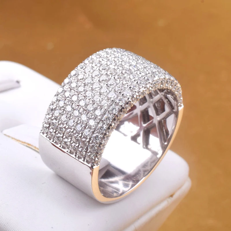 AEAW роскошный центр 10 мм ширина DF цвет VVS Moissanite обручальное кольцо для мужчин 14 к 585 кольцо из белого золота