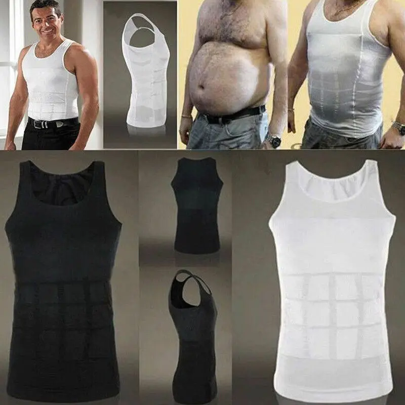 

2019 Solid Tank Tops Men Body Slimming Tummy Shaper Vest Underwear Shapewear Belly Waist Girdle Tank Tops