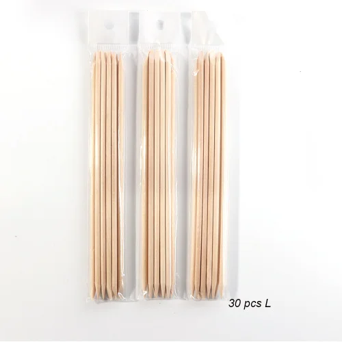 3 размера, двухсторонние оранжевые палочки для дизайна ногтей, деревянные палочки для удаления кутикулы, набор для удаления кутикулы, инструмент для маникюра и педикюра TR709 - Цвет: 30 pcs L