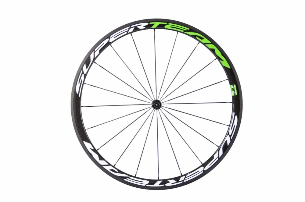 Perfect SuperTeam White and Green Full Carbon 700C Road Bike Wheelset 38mm Clincher wheel bicycle wheelet 3