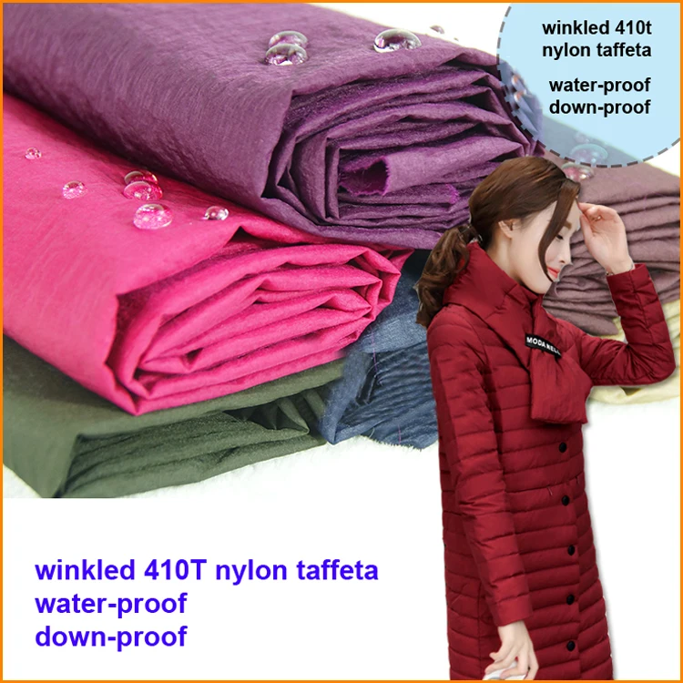 

410T Nylon Taffeta Cloth Water-proof,Down-proof Wrinkled Fabric For Jacket