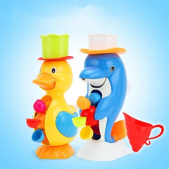 

Kids Toddler Shower Bath Toys Cute Duck Waterwheel Dolphin Toys Baby Faucet Bathing Water Spraying Tool Wheel Type