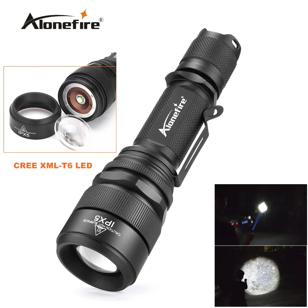 

Alonefire G910 waterproof zoom torch CREE XML-T6 LED Adjustable Zoom Focus Flashlight Torch Lamp Light for 18650 Battery