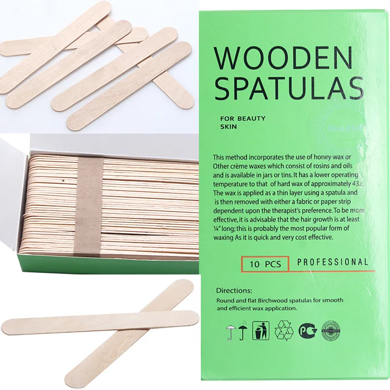 

Disposable Wooden Waxing Spatulas Smal/thin 10pcs Hair Removal Stick Applicators Professional Facial Spa Manicure Tools