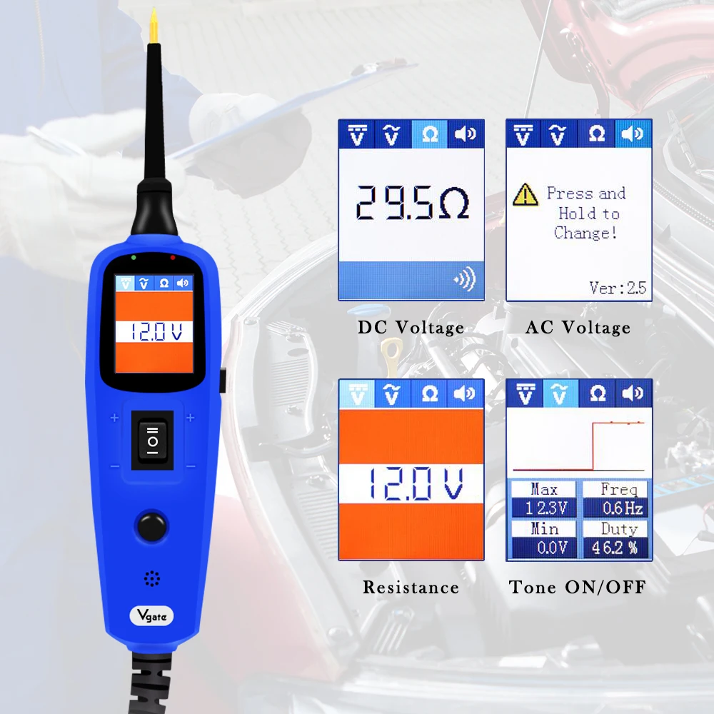 Vgate Pt150 датчик мощности для автомобиля, тестер электрической цепи, автомобильные инструменты, 12 В Pt 150, электрический мультиметр, диагностический инструмент, текст питания