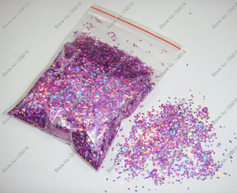 

50gram-1mm Holographic Laser Lilac Color Glitter Diamond(rhombus) Paillette Spangle Shape for Nail Art Decoration&Glitter Craft