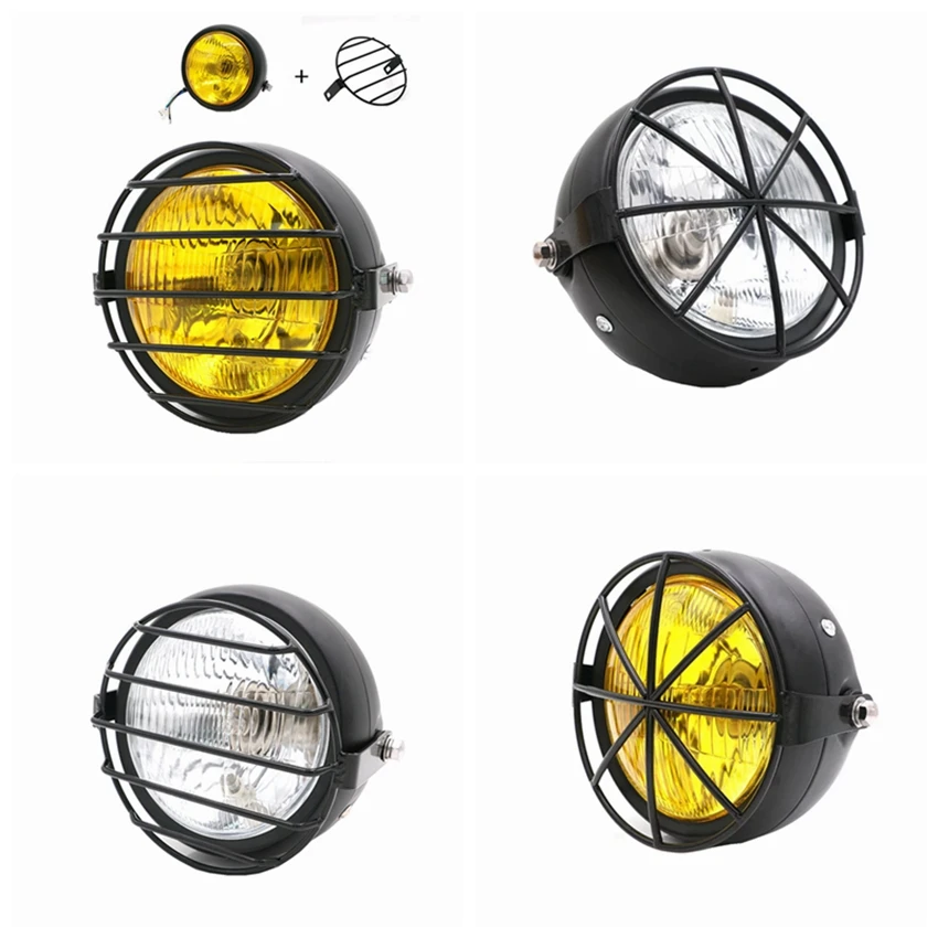 Motorcycle Headlight LED Headlight Grill Side Mounting Coffee Pot