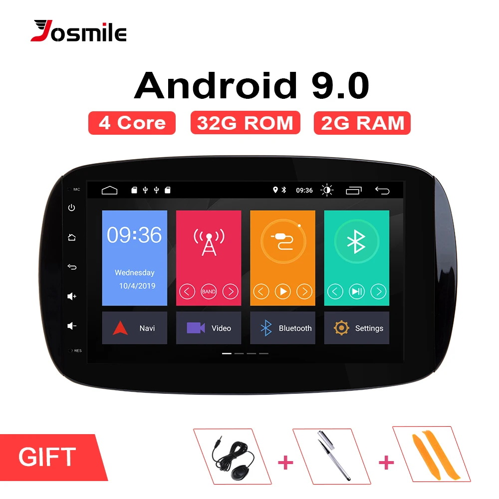 Josmile1 din Car Radio GPS Android 9.0 Car Multimedia Player For Mercedes/Benz Smart Fortwo W453 W257 2015 2016 2017 Navigation