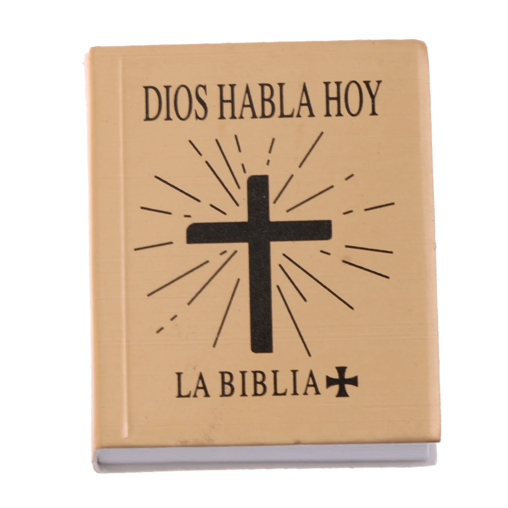 

1/6 Scale Mini English Edition Holy Bible Book Dollhouse Miniature Gold Pretend Play Classic Toys for Children Collectibles