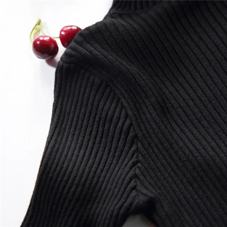 Стрейч Для женщин свитера с высоким, плотно облегающим шею воротником, пуловер, мягкий, рубашка первоклассника с длинными рукавами в Корейском стиле узкого кроя плотный свитер осень-зима одноцветное