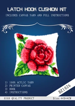 

oneroom Red flowers cross stitch pillow flowers method of needlework kit latch hook rug kit / embroidered pillow