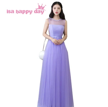 

high fashion western style long lilac lavender tulle bridesmaid dress women brides maid dresses under 100 gown 2020 H3736