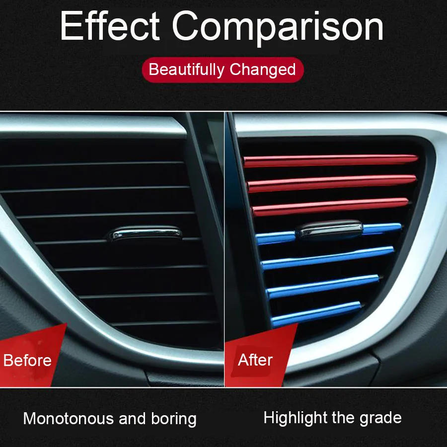 VVVIST 10 шт. автомобиля-Стайлинг покрытие воздуха на выходе отделка 20 см Интерьер Литье полосы вентиляционная решетка переключатель автомобиля салонные аксессуары