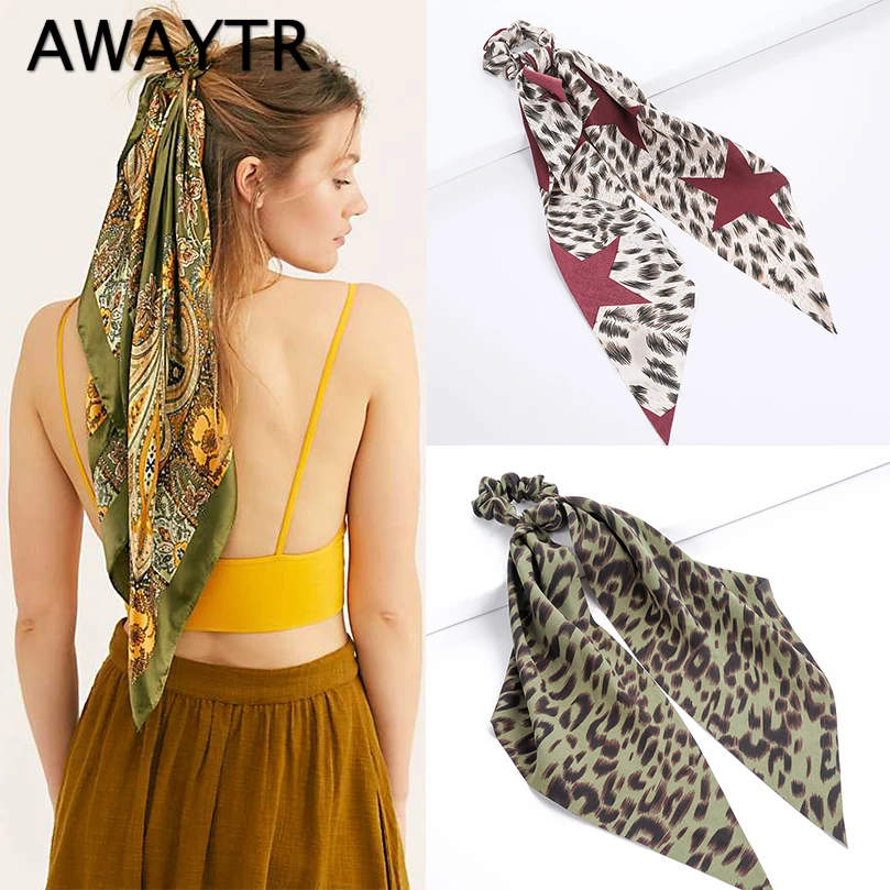 

AWAYTR Fashion Extra Long Hair Scarf for Women Boho Style Knot Floral Hairband Girls Hair Tie Scrunchies Hair Accessories