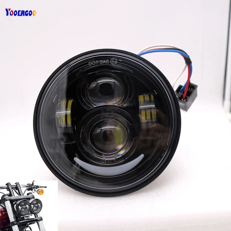 

5" Inch Daymaker Projector LED Headlights DRL for Harley Dyna Fat Bob FXDF Mode
