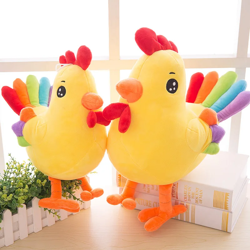 Кэндис Го! Новые плюшевые игрушки супер мило радуга хвост курица 2017 Китайский Петух зодиака счастливый талисман цыпленок кукла подарок на