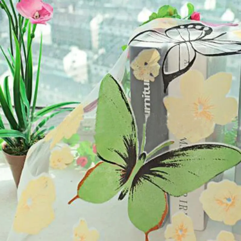 2019 Кортина бабочки окна отвесные для детей Спальня печати разноцветный Тюль Шторы для нежной гладкой тюль из полиэстера драпировка