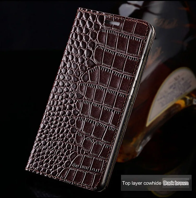 Роскошный флип-кейс из натуральной кожи чехол для Samsung Note 5 с текстурой крокодила, силиконовая внутренняя оболочка, многофункциональный чехол для телефона - Цвет: 02-Deep brown