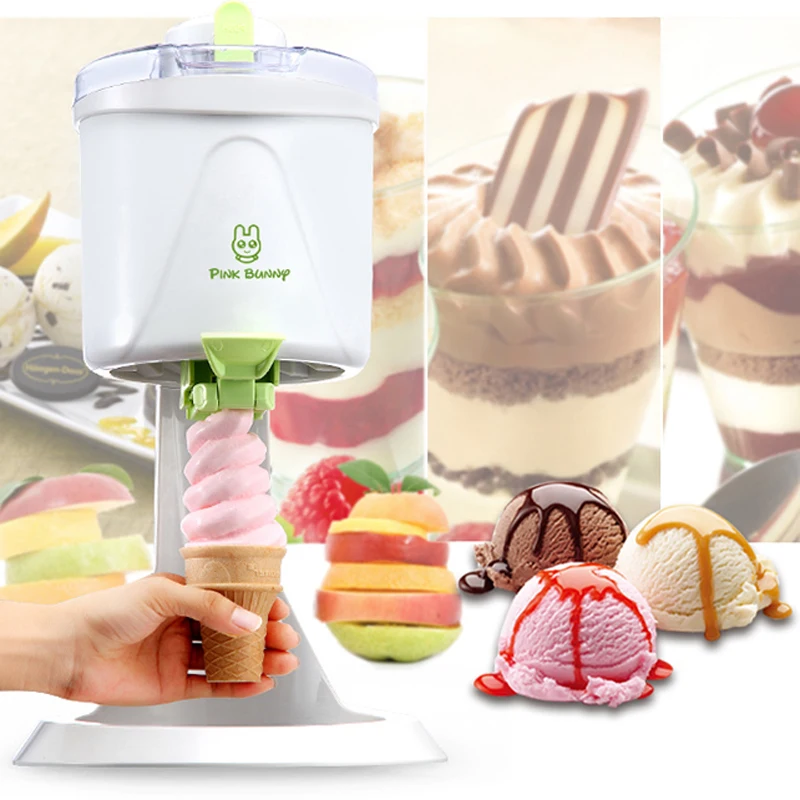 220V Electric Fruit Ice Cream Machine DIY Soft Ice Cream Maker Ice Cream Cones Maker EU/AU/UK/US Plug