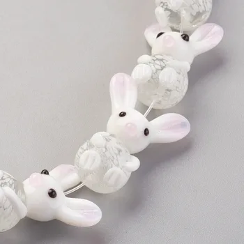 

PandaHall 1 pc 25~28mm Handmade Lampwork Beads Rabbit Animal Cute Sweet White Perfect for Jewelry Handcraft Craft DIY Findings