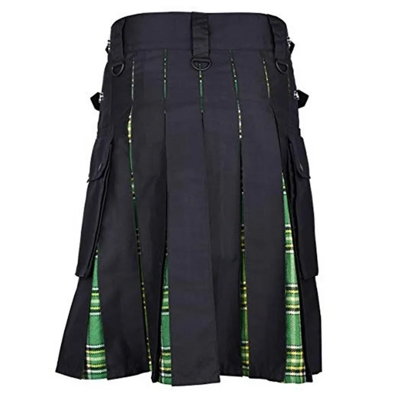 SHUJIN Adjustable Waist Men Casual Skirt Pant Solid Plaid Punk Hip-hop Avant Garde Men Fashion Trousers Scottish Kilt