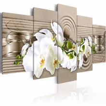 5 Pieces/set Abstract orchid series Canvas Painting Large Sitting Room Decoration Print Canvas Pictures Framed PJMT- (1)