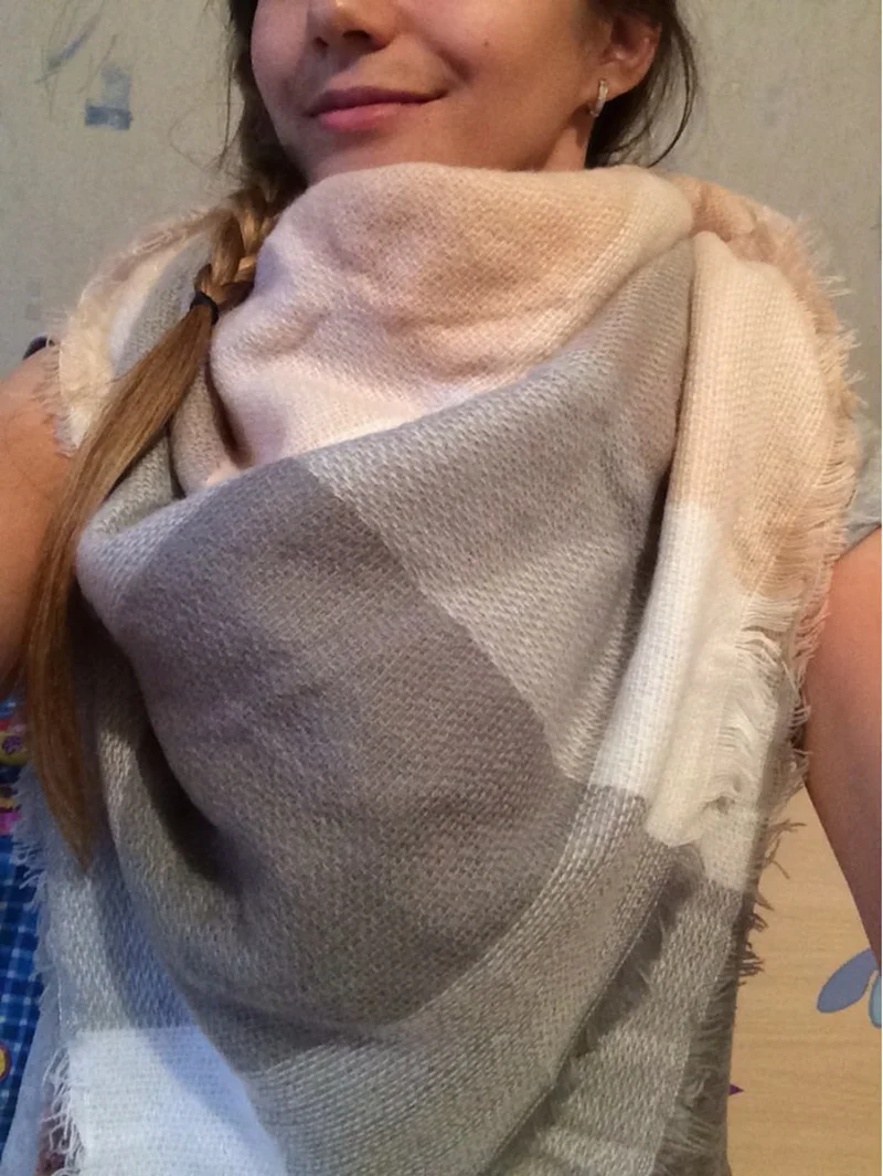 

Luxury warm scarf Kallove winter Scarf women big square Plaid Scarves Unisex Acrylic Shawls blanket scarves warm bufandas hijab