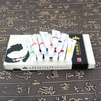 

Genuine 12 Colors Beginner Chinese Painting Pigment Set, Calligraphy Brush, Traditional Chinese Painting watercolor