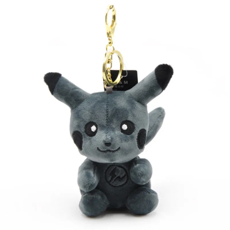 

High quality anime 6" Pikachu plush toy series trend new Fujiwara ho dark black Pikachu lightning scent keychain exquisite gift