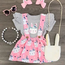 Пасхальный кролик для маленьких девочек, топы, юбка с принтом повседневный комплект одежды roupa infantil menina