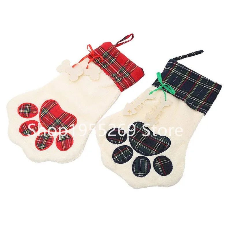 

Plaid Christmas Stocking 2018 Burlap Christmas Stockings Wholesale 40pcs/lot Large Christmas Stockings For New Year Decoration
