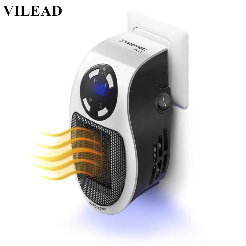 

VILEAD Remote Control Handy Air Heater 500W Portable Mini Wall-Outlet Electric Warmer Speed Adjustable Fan Stove Heater Radiator